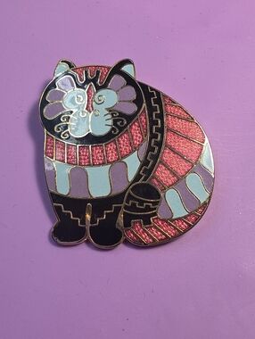 Multicolor Enamel Cat Brooch — Pink, Lavender & Mint